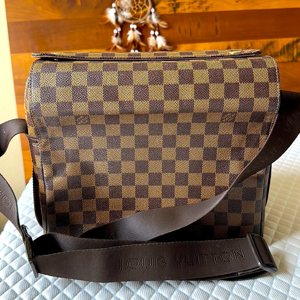 Louis Vuitton Naviglio Damier Ebene Luxury Authentic Messenger Bag